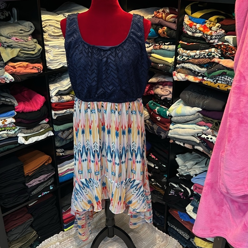 #189. Liberty Love Navy Sleeveless Dress. 2xl